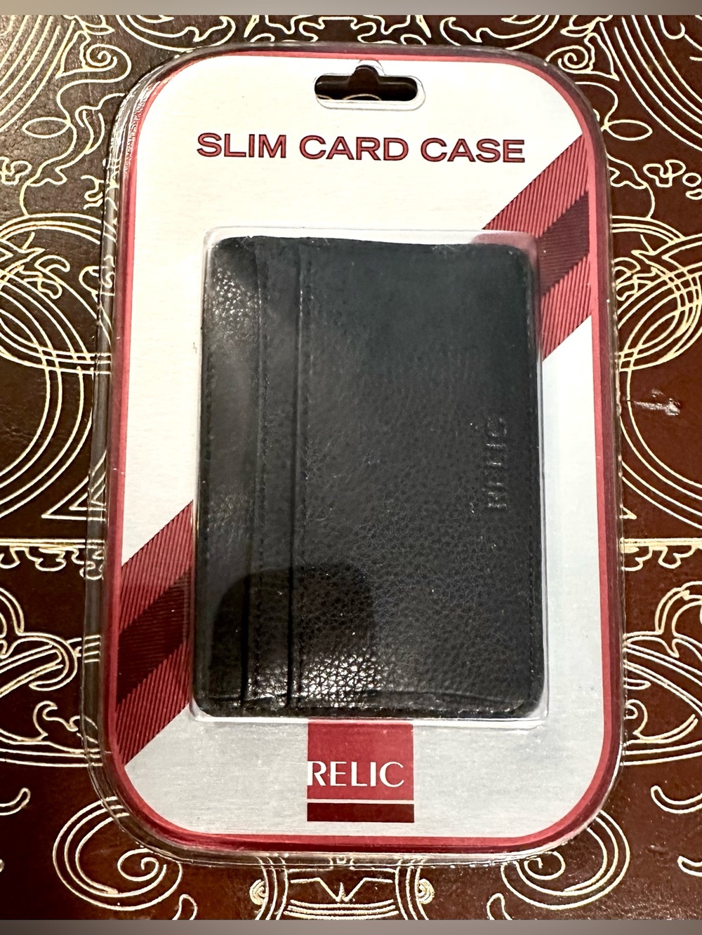 Relic Slim Card Case Wallet - Black Faux Leather